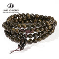JD Women Men Buddhist Maditation Hand String Prayer Gift Natural Golden Silk Sandalwood Buddha Beads Multilayer Wooden Bracelet