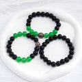 New Retro Ethnic Style 3pcs 10mm Black Natural Stone tiger Eye Bead Elastic Stack Gift Bracelet Set for Daily Wear
