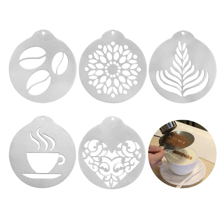 Custom Food Grade 304 Stainless Steel Stencil Cappuccino Decorating Metal Coffee Stencils
