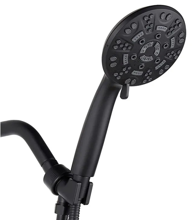 Luxury 8 Modes Handheld Shower Head Water Black Saving Shower Head Set with Shower Hose and Bracket