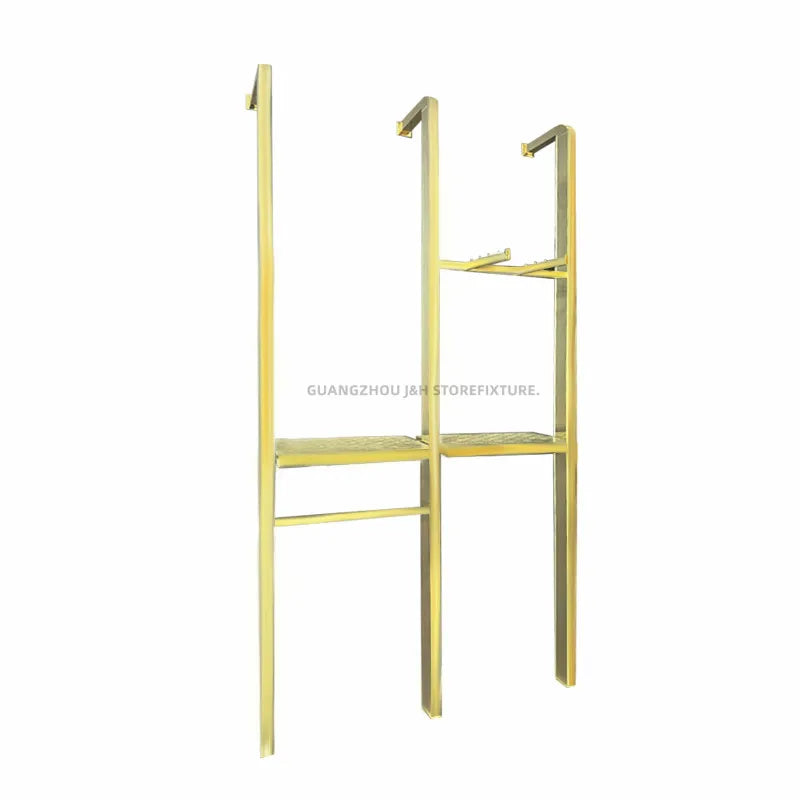 Boutique Wall Mounted  Clothing Store Display Racks Golden Shoes Display Stand Handbag Display Shelf for Shop