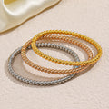 Stackable Waterproof Non Tarnish 18k IP Gold Plated Bangle Bracelet 316L Stainless Steel Gold Beads Bangles