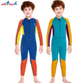 DIVE&SAIL Kids Spring 2.5mm Full Diving Suit Chest Zip Neoprene Wetsuit Swimsuit  One-piece Wetsuits for Children