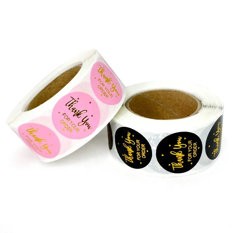 Custom 500pcs/Roll Gold Foil Thank You Stickers for Small Business Decorative Sealing Labels Gift Packaging