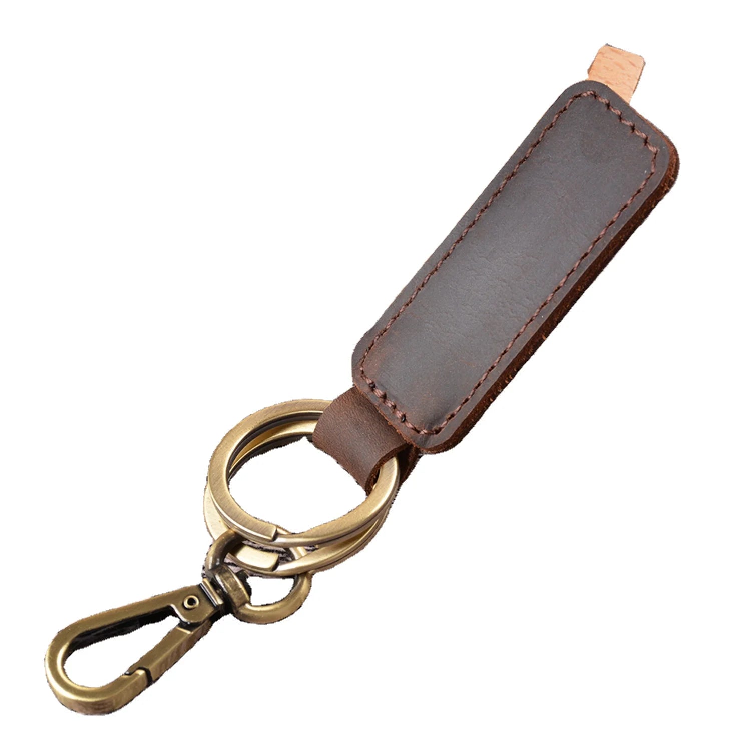 Wholesale Key Chain Leather Belt Loop Key Holder Premium Ring Keychain Keyfob Detachable Customized