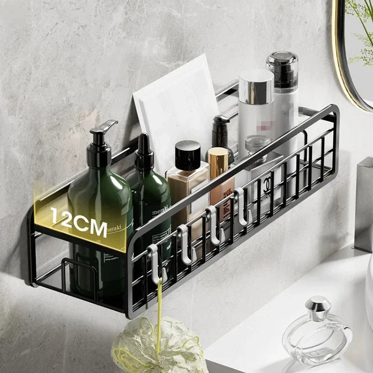 Modern Design Aluminum Household Storage Organizer Wall-Mounted Bathroom Shelf for Products Corner Mounted Metal Material