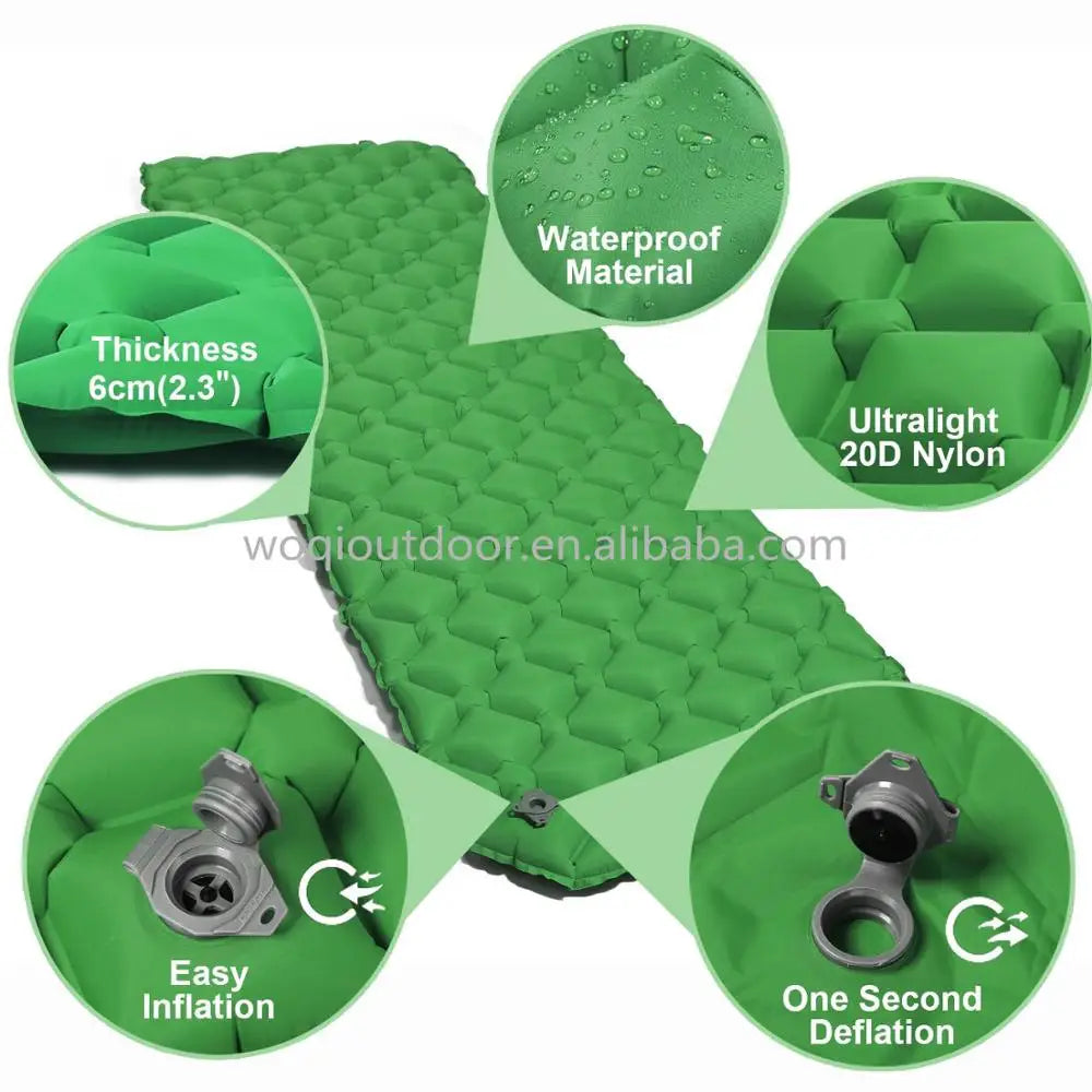 Woqi Outdoor Backpacking Air Ultralight Camping Mat Sleeping Pad Light Weight Bed