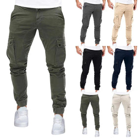 Mens Joggers Sports Casual Cotton Cargo Pants Multi-Pocket Loose Hip Hop Pants Cargo Jogger Pant With Pockets