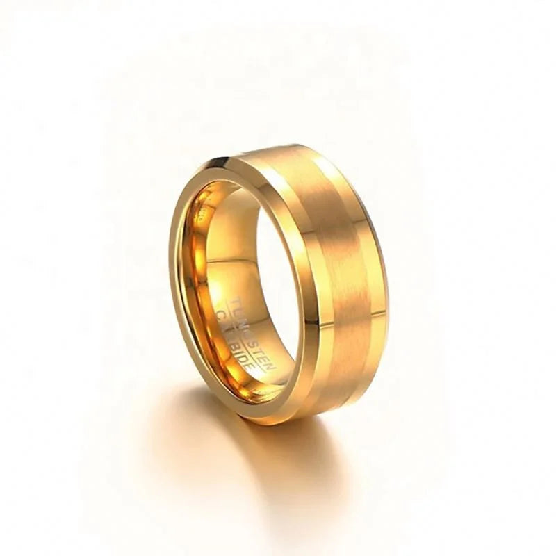Custom Logo Name Classic Fashion Jewelry Brushed Surface Engagement Wedding Band Party Tungsten Carbide Steel Ring for Men