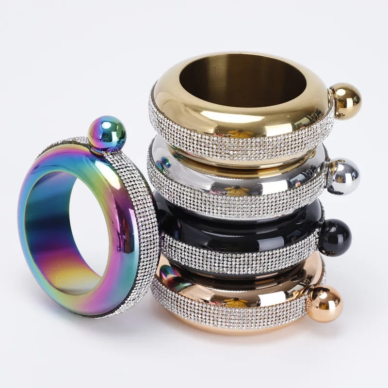 Solhui Creative 304 Stainless Steel Flask Bracelet Portable Wine Whisky Hip Flask Pot Flagon Drinking Bottle 3.5OZ