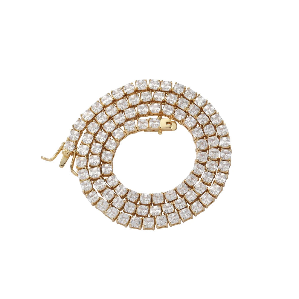 BC211  4mm  16" 18"  20"  Zircon Brass Tennis Chain 1 Row Necklace Hip Hop Bling Jewelry CZ Tennis Chain Iced Out