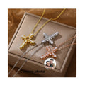 New Personalised Custom Photo Projection Cross Necklace 100 Language Love You Butterfly Fashion Jewelry Pendants & Charms