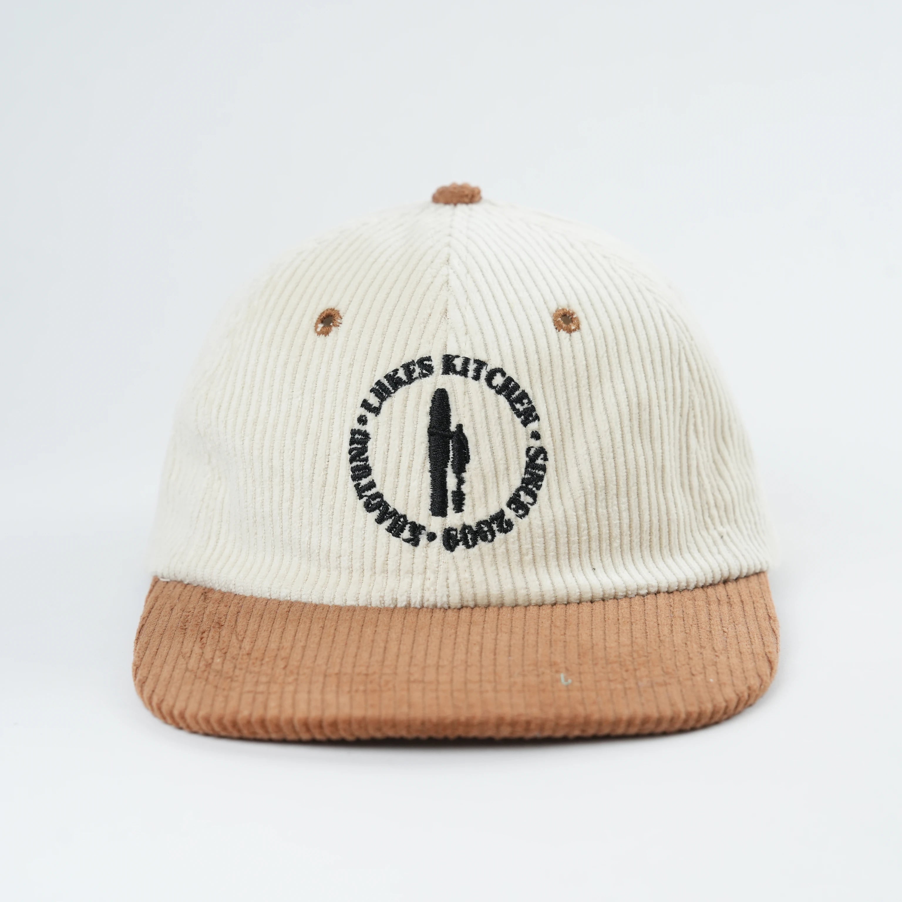 Two Tone Color Corduroy Fabric Embroidery Logo Unstructured 6 Panel Custom Hat for Four Season