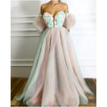 Baby Pink Color Soft Tulle 3D Flowers Strapless A-line Wedding Gown Birthday Party Dress for Plus Size Women Prom Evening Dress
