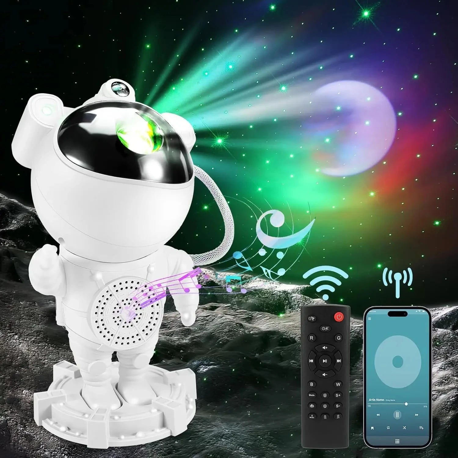 Spaceman Astronaut Starry Sky Galax Projector Star Night Light Projection Lamp With Music Speaker Remote Control