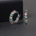 RZ0014 Abiding Fine Jewelry Ladies Inside Outside Hoops Natural Tourmaline 925 Sterling Silver Designer Hoop Earings for Women