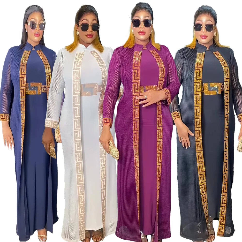 Boubou Women African Dresses for Women Clothing RhineStone African Dress a Two-piece Set African Women Dresses