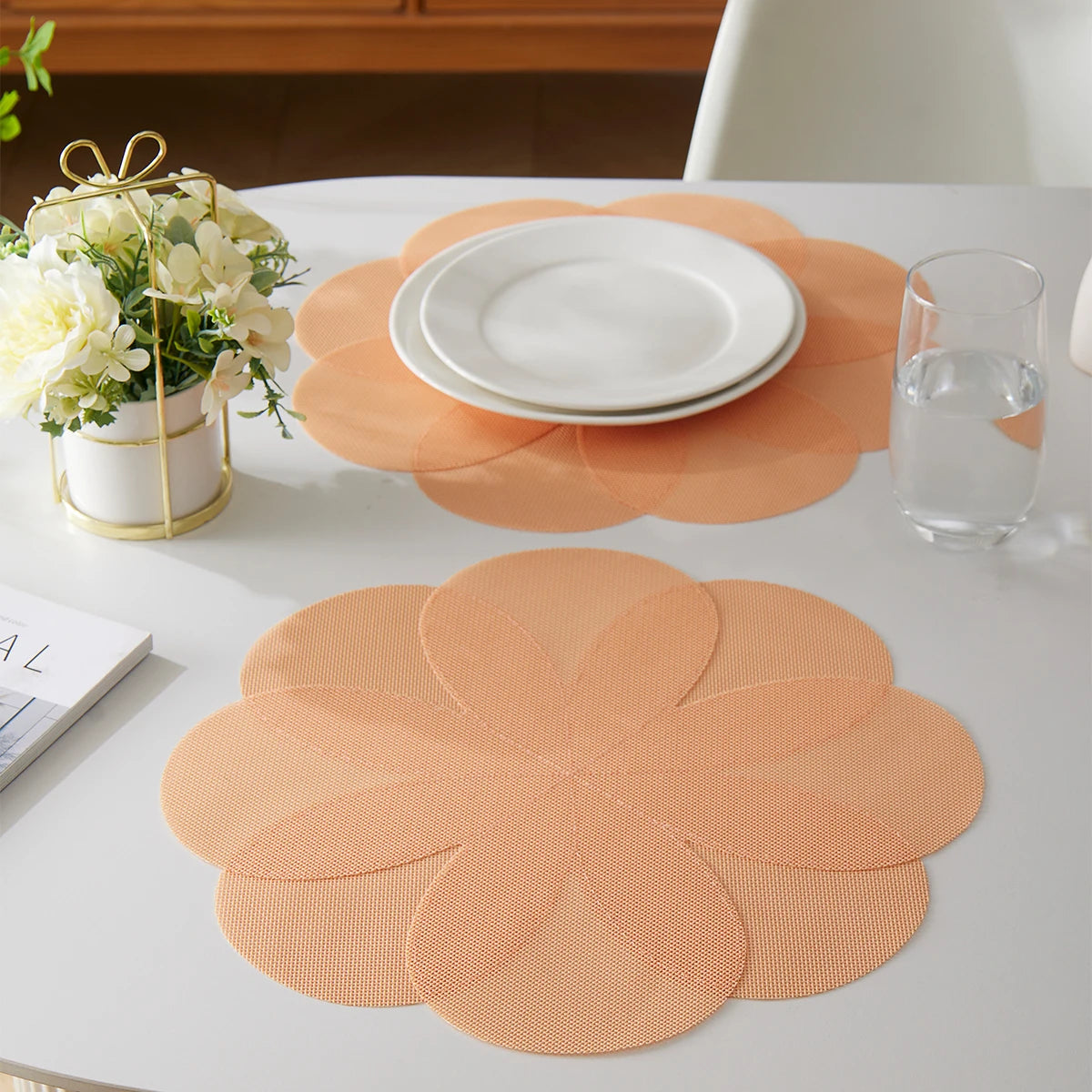Wholesale Durable PVC Vinyl Flower Braided Kitchen Placemats Washable Dining Table Mats & Durable Place Mats for Dining Table