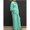 Women's Fashion Solid Color Loose Comfortable Casual Shirt Set