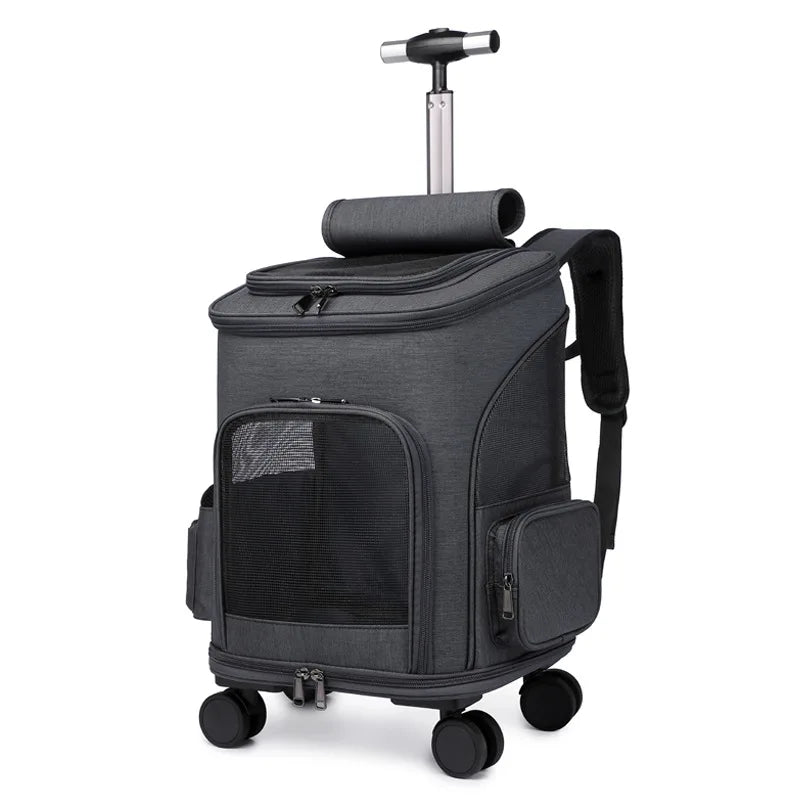 Popular Water Resistant Breathable Mesh Design Multifunctional Pet Carrier Backpack Bag Dog Cat Bag With Detachable Wheels