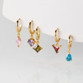 Fashion Minimalist Jewelry 925 Sterling Silver Sparkling Geometric Diamond Colorful Zircon Gold Plated Hoop Earrings Women