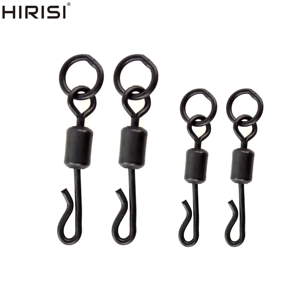 Hirisi Carp Fishing Terminal Tackle Accessories Long Body Q-shaped Fishing Swivel Snap with Solid Ring