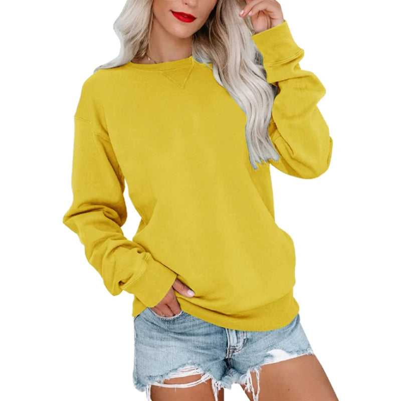 Fitspi Womens Casual Long Sleeve Sweatshirt Crew Neck Cute Pullover Relaxed Fit Tops