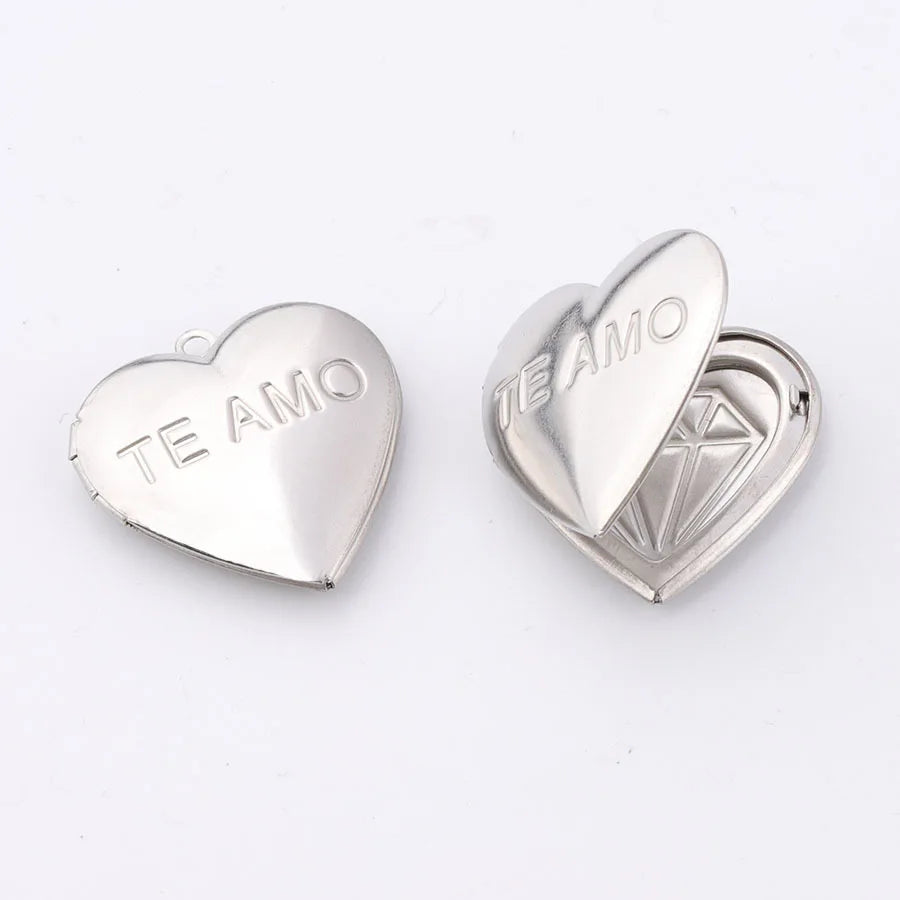 Factory Direct Sale Love Photo Box Pendant Stainless Steel Pendant Open Photo Frame Charm for Necklace Handwork Accessories
