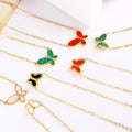 2023 New Trendy White /Green /Red /Black Butterfly Necklace Thin Chain Gold Plated Butterfly Pendants for Women Necklace