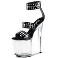 Black Transparent Platform Thin Heel 8-inch Pole Dance High Heels Transvestite Fun Leak Toe Large Fashion Sandals