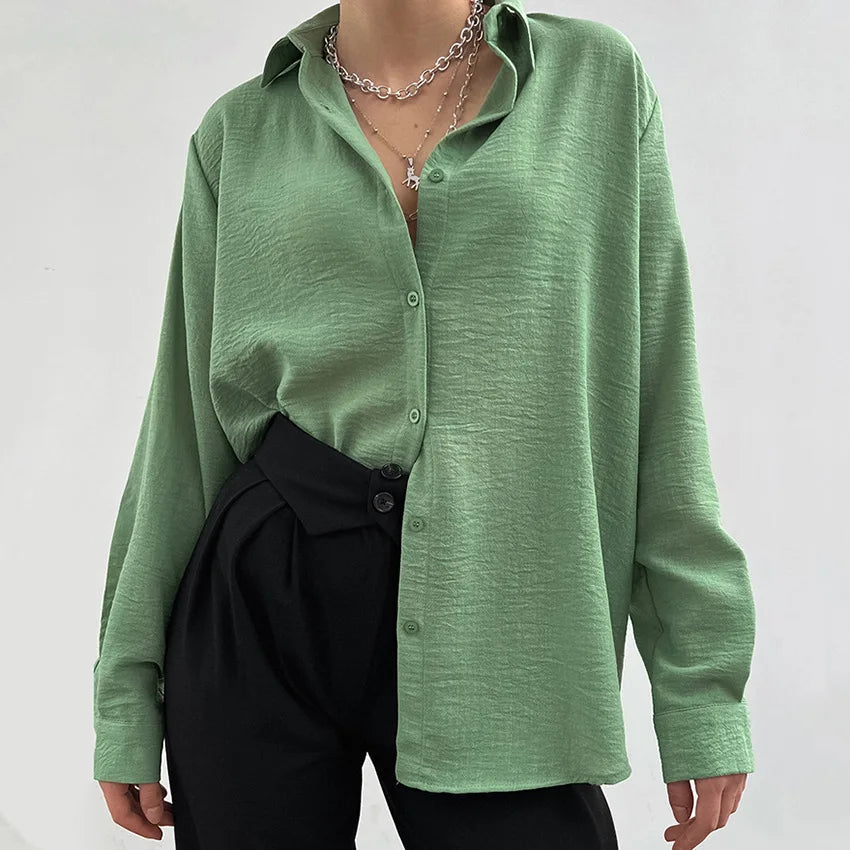 Enyami Urban Wear Work Leisure Boutique Clothing Women Casual Shirt Tops Creped Fabric Female Blouse