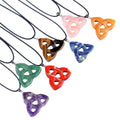 High Quality 38MM Irish Celtic Knot Natural Carving Gemstone Necklaces for Women Hollow Triangle Shape Gemstone Jewelry