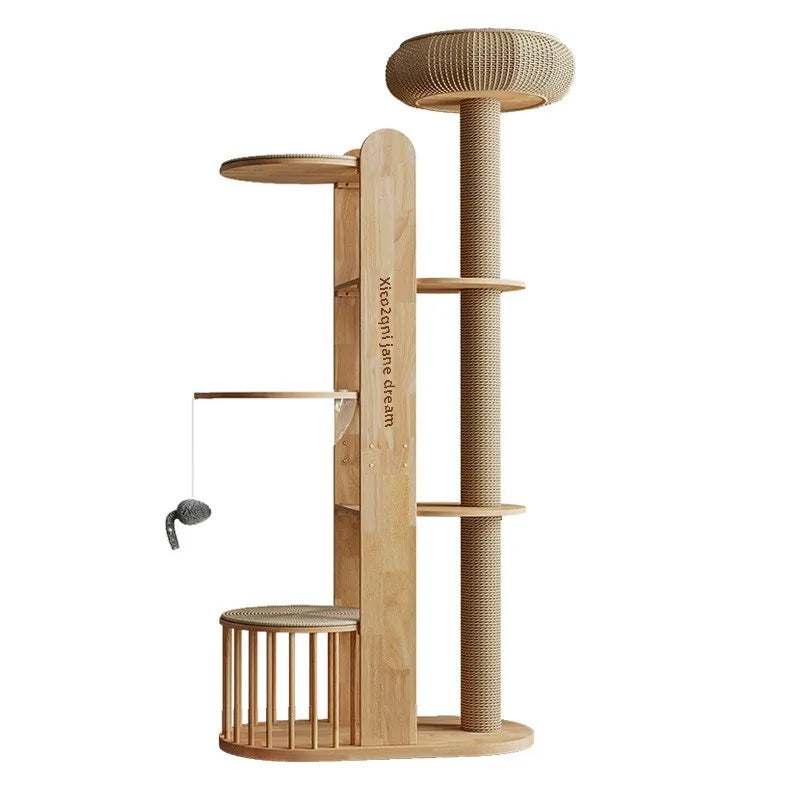 Yunlan Luxury Cat Condo Solid Wood Cat Climbing Frame Woven Claw Column Space Capsule Cat Nest Toy House for Kittens Carton