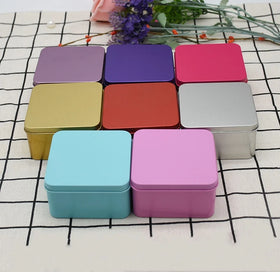 Square Type Metal Tea Lip Balm Cosmetic Tins Containers Candle Jar Cans