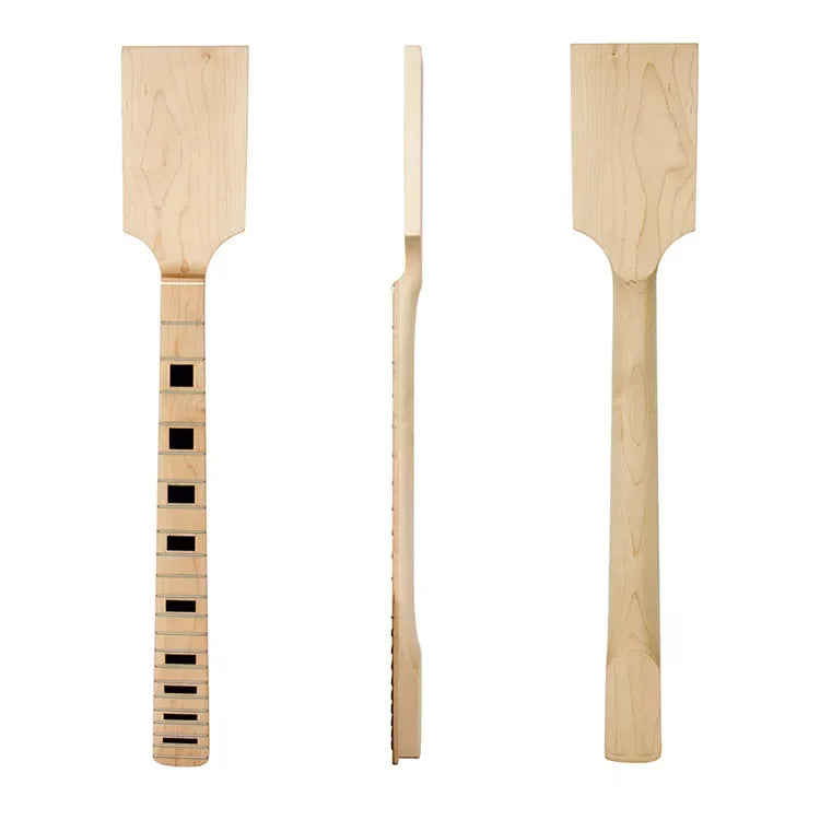 Wholesale Unfinished Neck Guitar 22 Frets Maple Wood C Shape Clear Satin Electric Guitar Neck with DIY Paddle Head