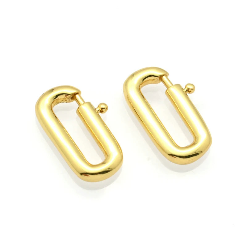 High Quality Anti-fading 18k Real Gold Plating 8x16mm Rectangle Shape Press Clasp for Fashion Jewelry Making Findings