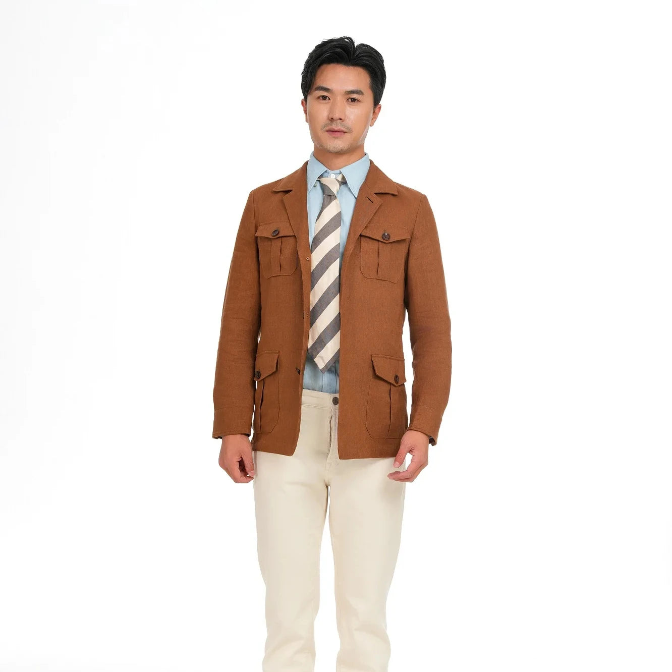 2023 Bosha Men's Casual Coat Custom Dyed Solid Color Jacket With Single Breasted Closure and Turn-Down Collar for Spring