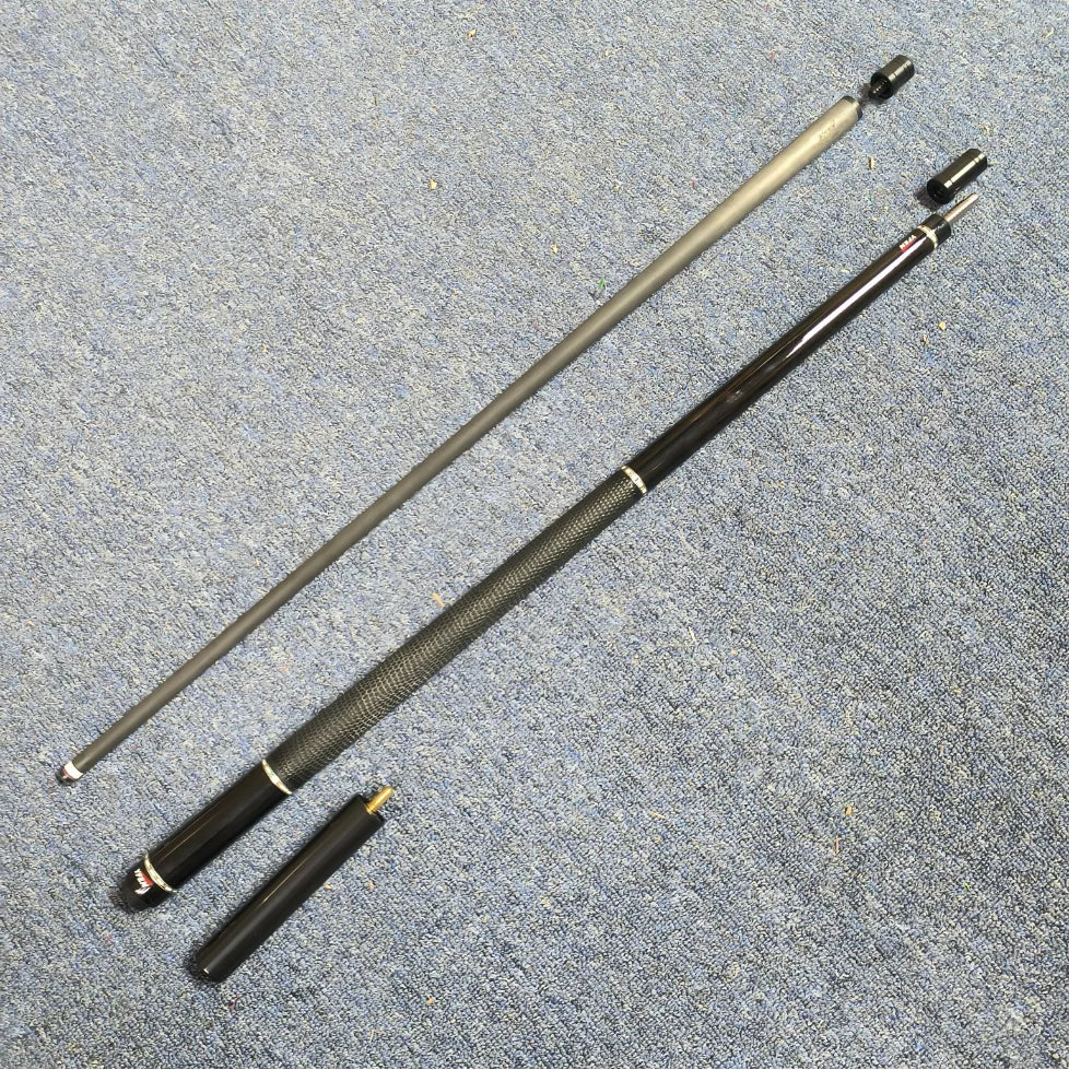 Premium Black Carbon Fiber Shaft Maple Butt 12.5mm/11.5mm 1/2 Billiard Pool Cue With Extension MegaBDM