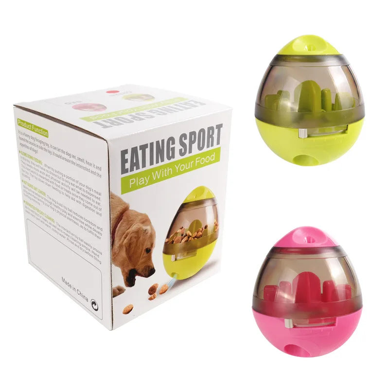 New Arrival Eco-friendly Tumbler Durable Plastic Leaky Food Dog Training Ball with Iron Block Pet Interactive & Movement Toy