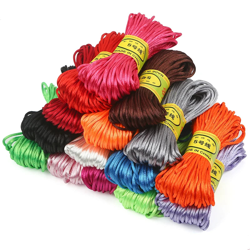 No.5 20m DIY Chinese Knot Bracelet Woven Rope Materials 2.0mm Nylon Korean Silk Thread Macrame Cord for Shoe Bag Home Textiles