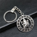 WYSIWYG 38x38mm Antique Silver Plated Zinc Alloy Indian Elephant God Om Key Chain for Souvenirs Gift P2-ABD-C14211