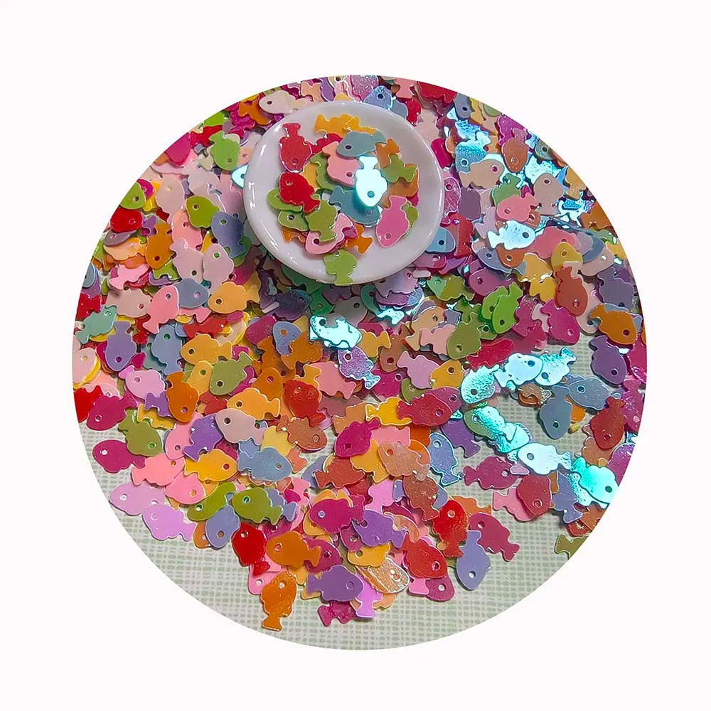 Mixed Color 8mm Fish Shape Glitter for Crafts Paillettes Bag Clothing Sewing Accessories DIY Glitter Confetti