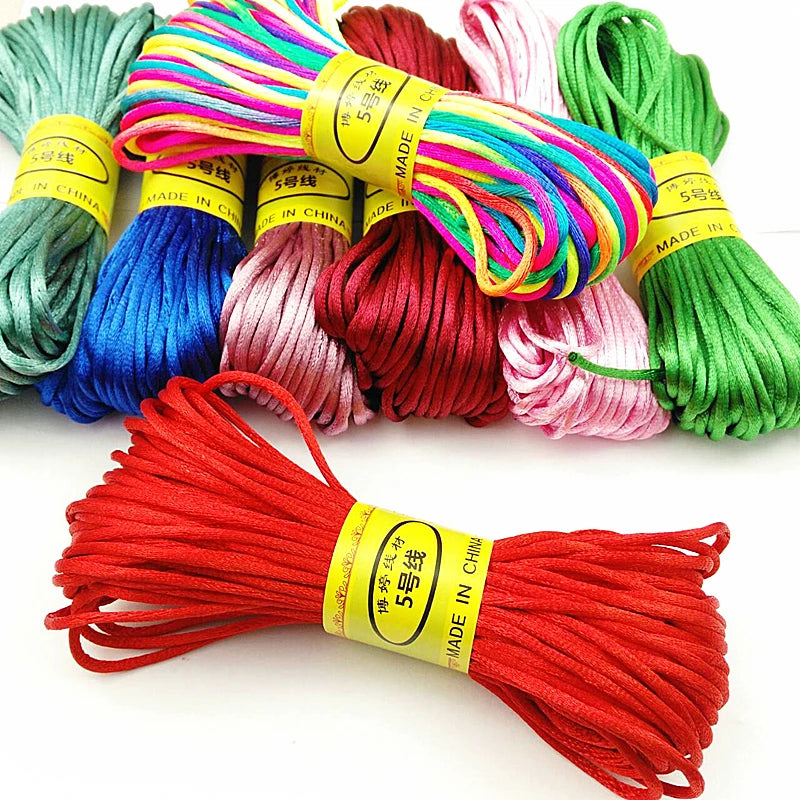 Factory Direct 20 Meters Long  2.5mm Thick Diy Handmade  DIY Materials Braid Nylon Rope Chinese Knot  for Bracelet Necklace