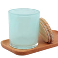 LANGXU Translucent Blue Green Red Inside Colored Strong glassware Crystal Candle Jar Candle Vessel with Wooden Lids for Candle