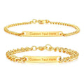Customized Logo Engraving Name Couple Stainless Steel Cuban Bracelet Women Men Fashion Jewelry Bracelet