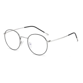 Unisex Titanium Optical Glasses with round Frame Anti-Blue Light and Classic Style for Students and Women