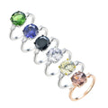 925 Sterling Silver Micro Prong Ring CZ Oval Heart Gemstone White Gold Classic for Wedding Party Women's Gift Emerald Rings
