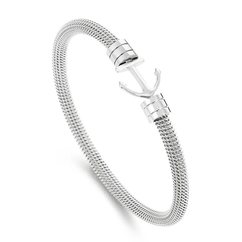 KALEN Unisex Gold/Silver/Black Stainless Steel Open Bangle Bracelet With Magnet Anchor Clasp