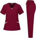 72% Recycled Polyester 23% Viscose 5% Spandex Nursing Work Uniform V-Neck Top and Stretch Scrub Sets Woven Doctor's Uniform