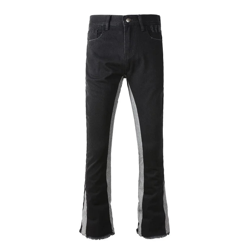 Dropshipping Black Designer Baggy Pants Europe Fashion Wide Fit Flare Trousers Distressed Casual Loose Fit Stacked Washed Jeans